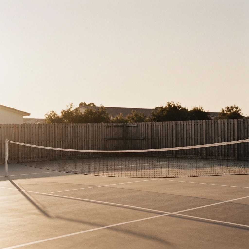 Tennis court at golden hour